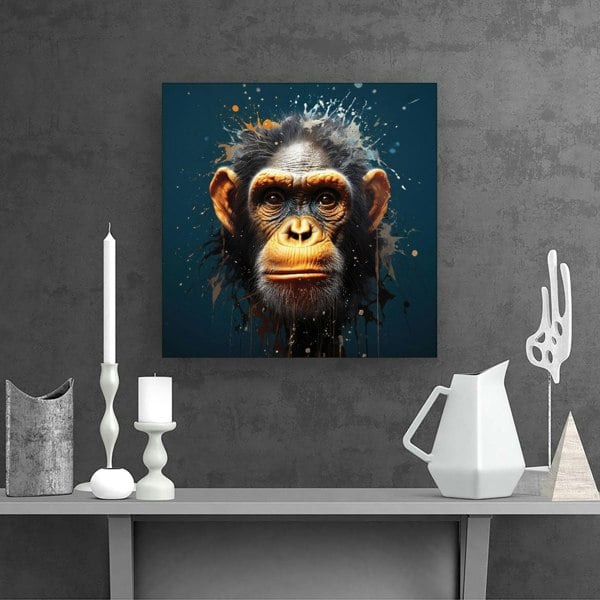 Warren Reed Splash Art Realistic Monkey Face Canvas