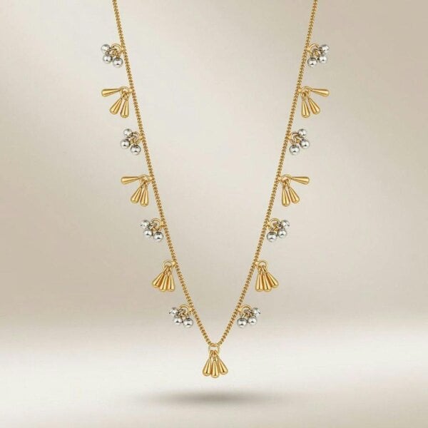 The Colourful Aura Gold Plated Dual Tone Tassel Ball Charm Necklace 18 Inch