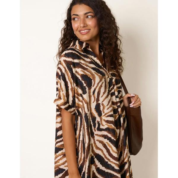Blue Vanilla Zebra Print Shirt Dress