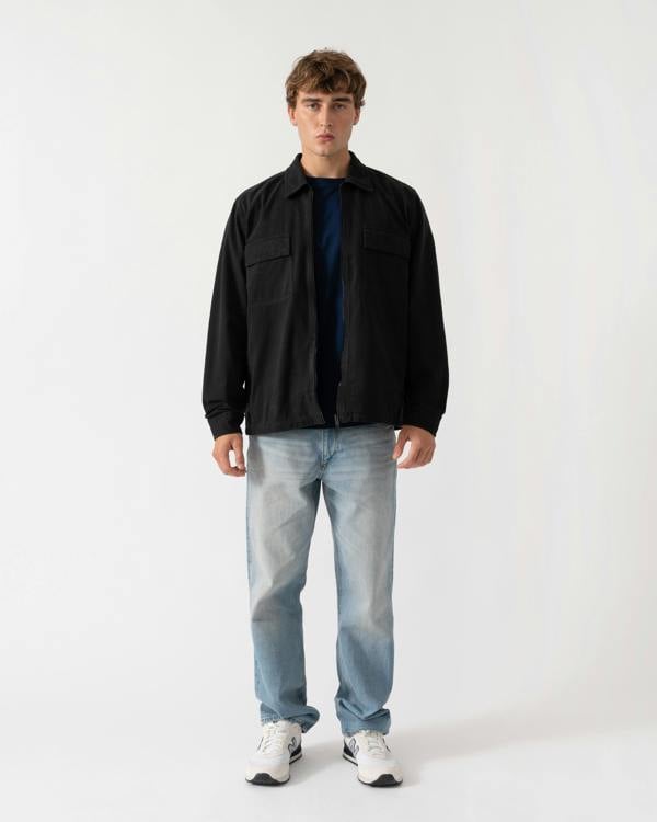 Outfit shot of BOSS Orange Lorum 1 Mens Zip Overshirt - Black 001