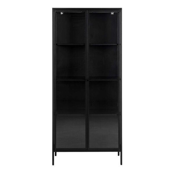 Wyld Haus Graz Matt Black Metal Tall Display Cabinet 2 Doors
