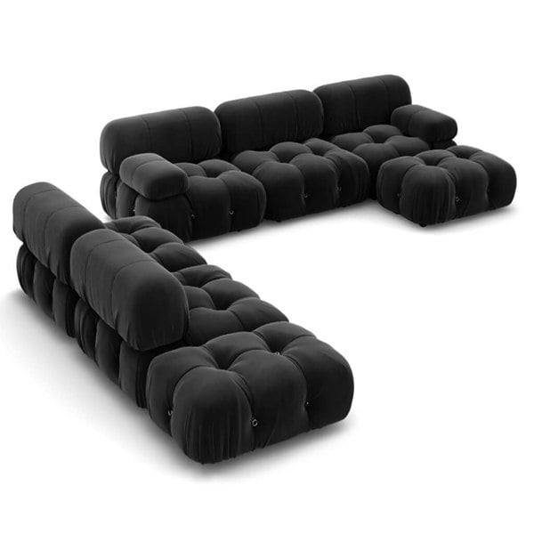 B&B Camaleonda Style Sofa, Two Seater, Three Seater, Three Seater Corner Sofa, Velvet-Rit Concept-Black-Two Seater 190cm-NO Ottoman-Rit Concept