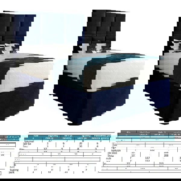 Casa Magna Caprio Upholserted Floorstanding Headboard With Divan Bed Frame - Blue