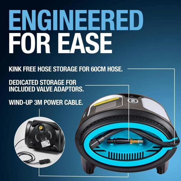 Ring Automotive Ring Ultra Inflate 20 Digital Tyre Inflator 12V Air Compressor Auto Stop LED
