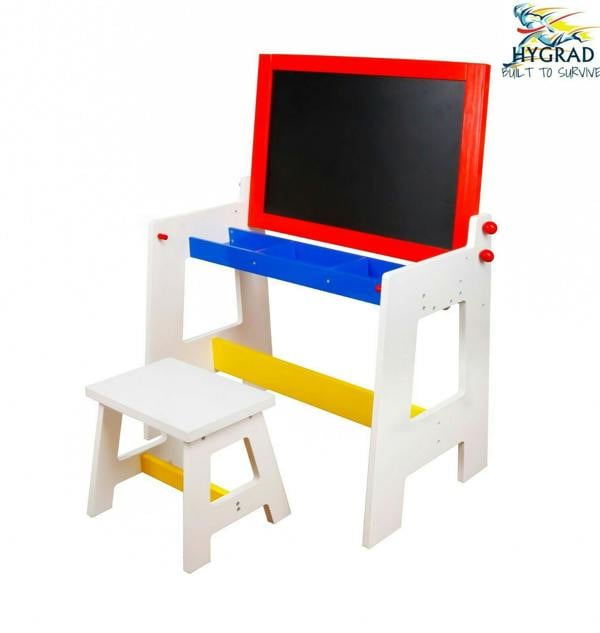 HYGRAD BUILT TO SURVIVE Kids Study Table 2 in 1 Blackboard + Drawing Table & Chair Set For Xmas Birthday