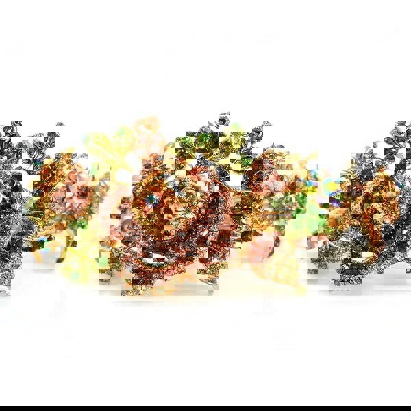 flower hair clip in brown with diamante