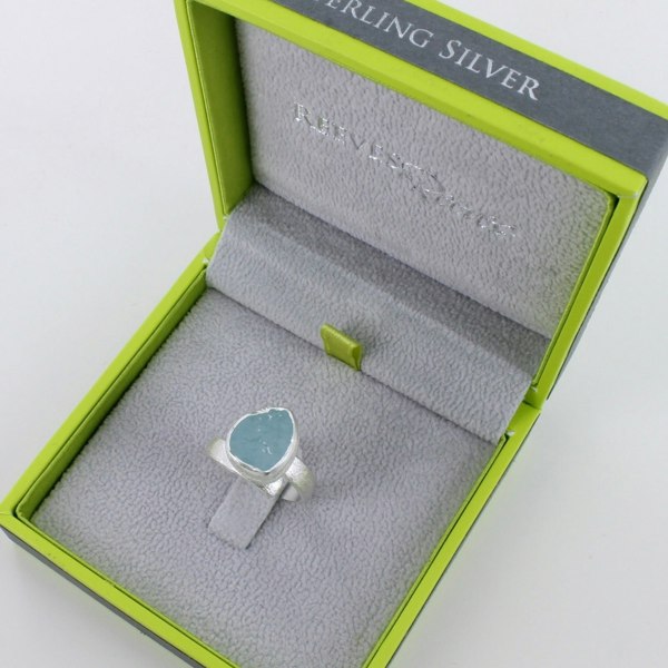 Sterling Silver Rough Aqua Marine Ring - Reeves & Reeves