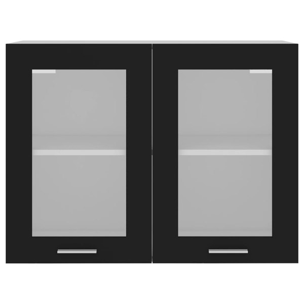 Berkfield Hanging Glass Cabinet Black 80x31x60 cm Engineered Wood
