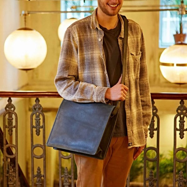 Paper High Black Buffalo Leather Messenger Bag