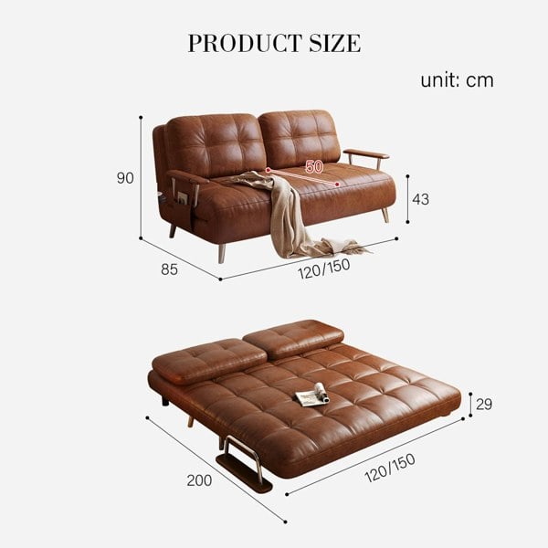 Rit Concept O'Reilly Single Seater Sofa Bed, Brown Leather