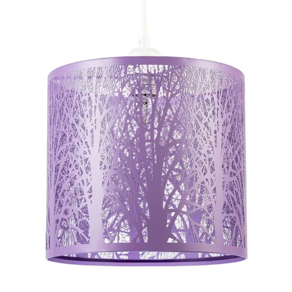 Unique and Beautiful Lavender Lilac Metal Forest Design Pendant Shade Image 1