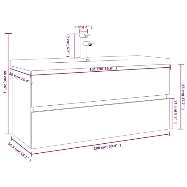 Berkfield Sink Cabinet with Built-in Basin Smoked Oak Engineered Wood