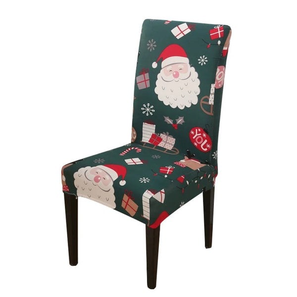Anyseat Green Big Santa Head Elastic Chair Cover for Dining Room