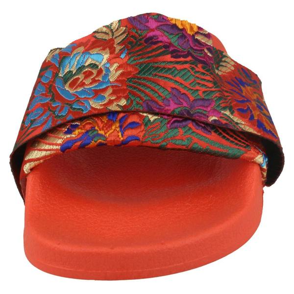 Spot On Ladies Spot On Chinese Print Mule Sandals