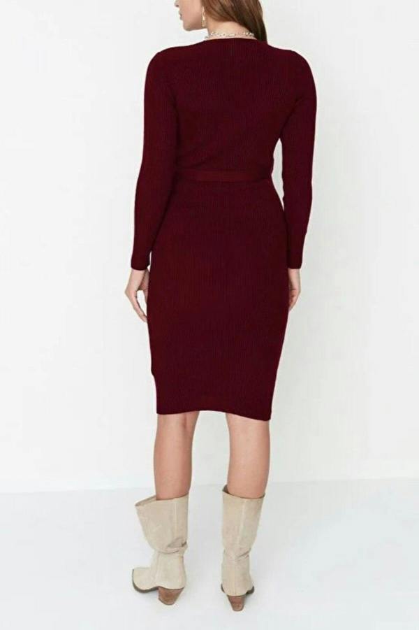 WOVCOR Midi Knit Belt Detail Dress