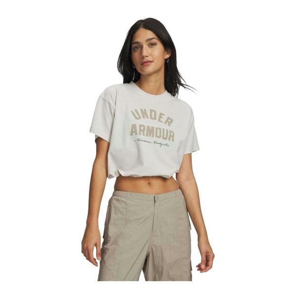 Under Armour Womens/Ladies Logo Printed Cropped Casual T-Shirt - White - 