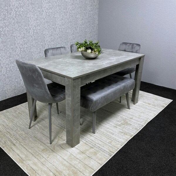 Kosy Koala Grey Wooden Dining Table Set with 4 Grey Chairs and 2 Benches - Dining Kitchen Room Furniture