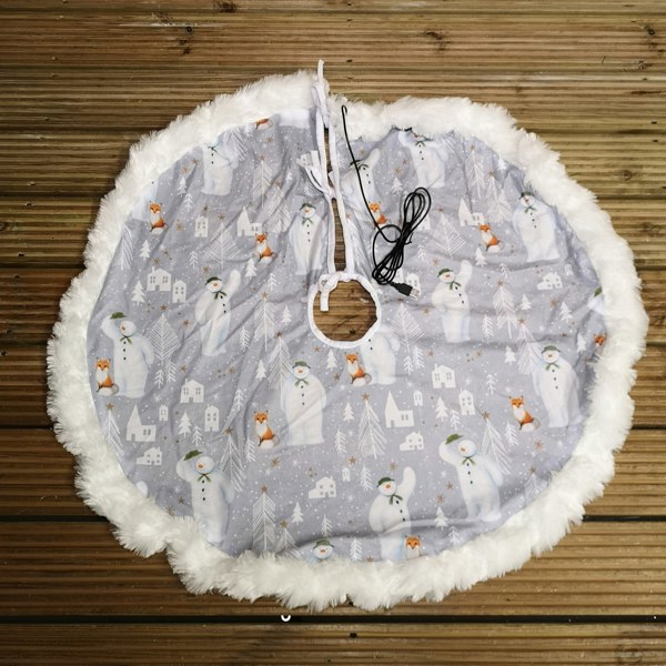 Samuel Alexander 90cm The Snowman™ USB LED Fabric Christmas Tree Skirt with Timer Function