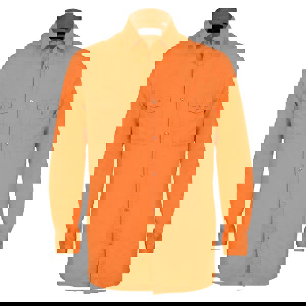 Image of Men's Hugo Linen Front Pocket Shirt, Orange