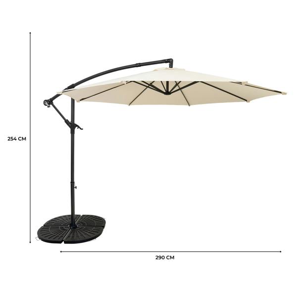 Jardi Cantilever Parasol 3m With Full Fan Base – Cream