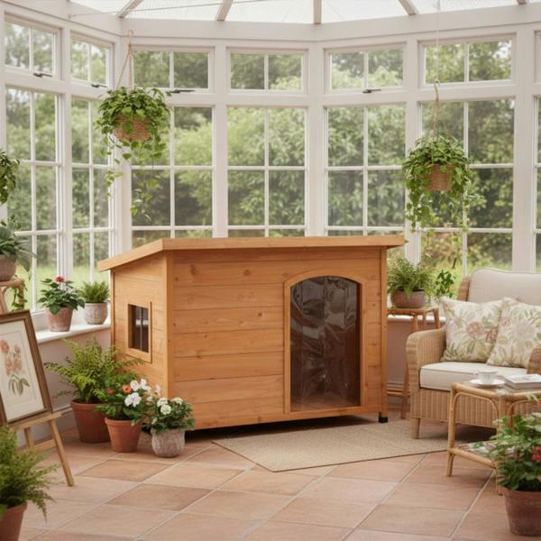 Samuel Alexander Large Wooden Indoor Dog House & Pet Den with Window