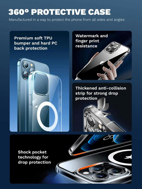 ULTRICS Magnetic Case for iPhone 12 Series, MagSafe Compatible Clear Shockproof Phone Cover
