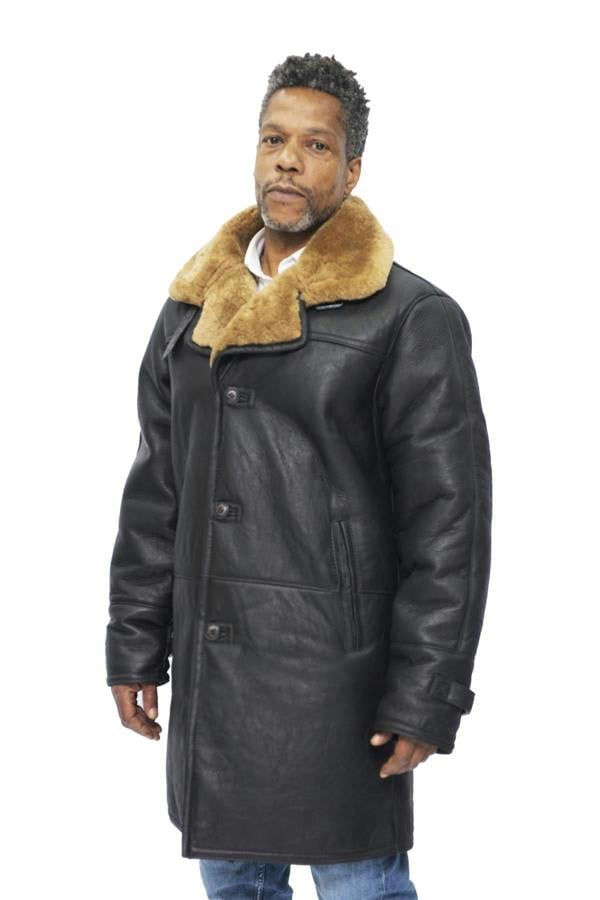 Infinity Leather Mens Warm Shearling Sheepskin Coat-Leiston