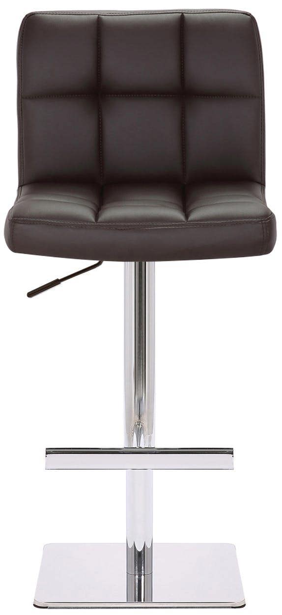 Lamboro Allegro Deluxe Kitchen Bar Stool, Faux Leather, Chrome Base, Height Adjustable, Brown