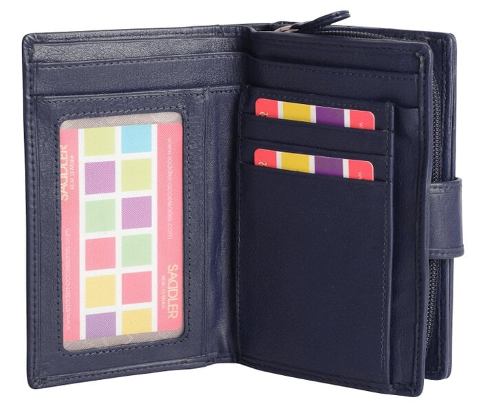 SADDLER GEORGIE Leather Double-Sided Purse - 13 Card Slots, Generous Space for Notes and Coins - RFID Protected