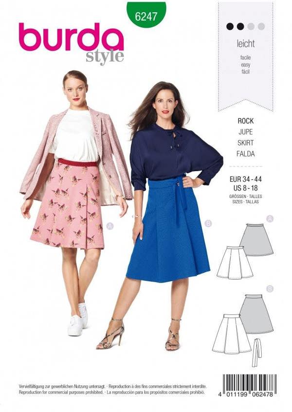 Burda Sewing Pattern 6247 Skirts For Women, Sizes 8-18 - Easy