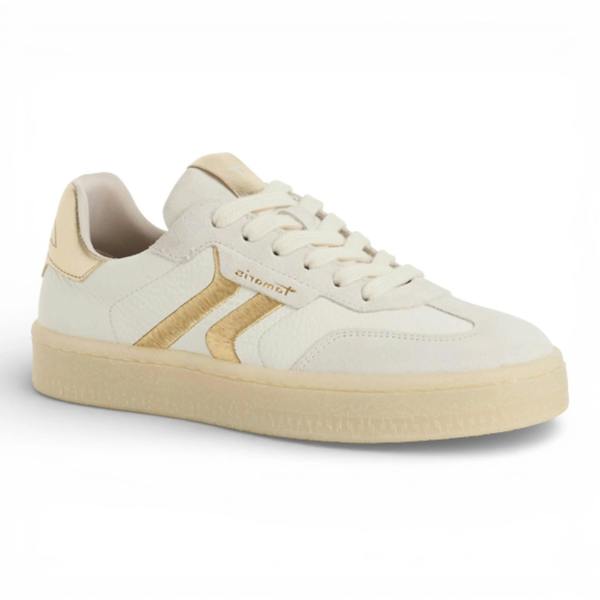 Tamaris Women's White Leather Golden Stripes Sneakers