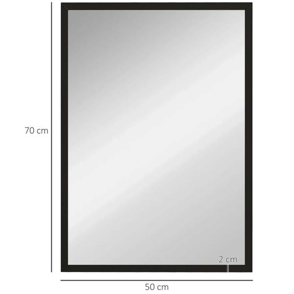 Rectangular black wall mirror, 70 x 50 cm, slim frame