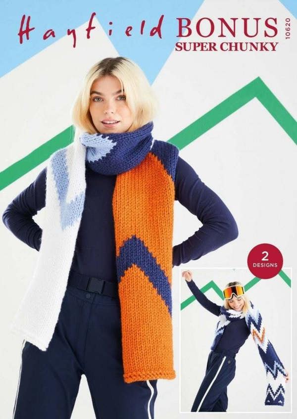 Hayfield Bonus Super Chunky Knitting Pattern 10620, Scarves for Women, One Size - Intermediate
