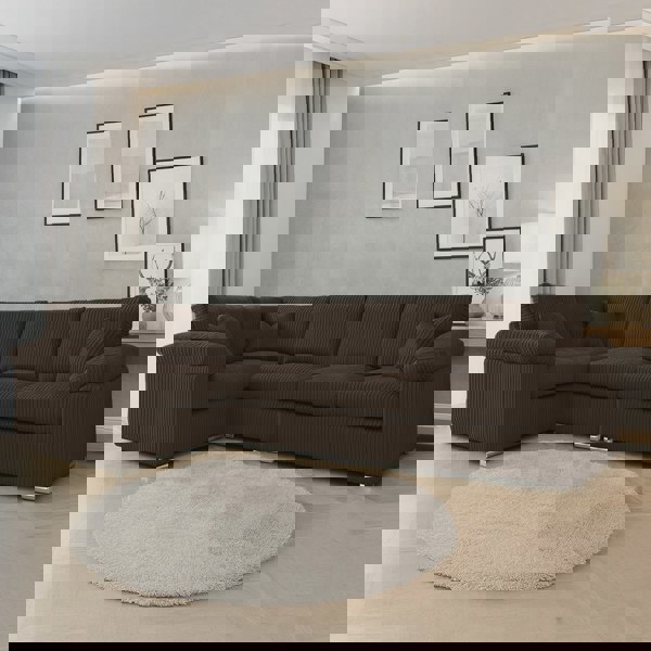 Furnishings For Less Delta Full Jumbo Cord 5 Seater L Shaped Corner Sofa