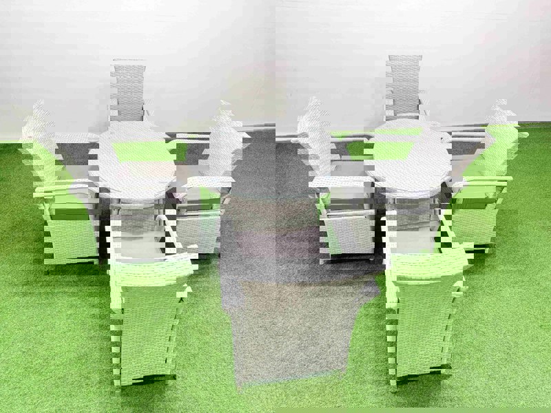 Fimous Wicker PE Rattan Garden Furniture Set Patio Outdoor 4 Chairs Plus Medium Round Table Set Light Grey Mixed