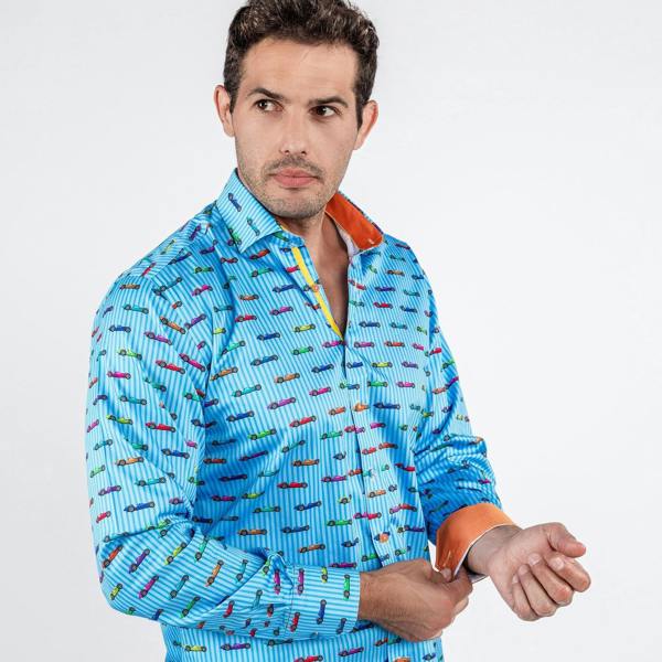 GRAND PRIX STRIPES PRINT SHIRT - Premium Men's Patterned Shirt by Claudio Lugli | Bold Design, Tailored Fit, Best Printed Shirts