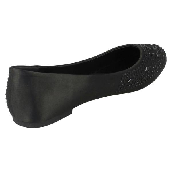 Spot On Ladies Spot On Flat Diamante Ballerinas