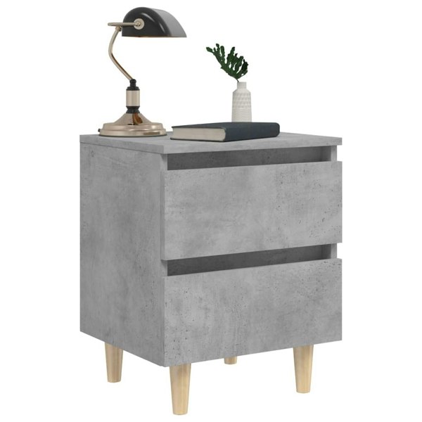 Berkfield Bed Cabinet with Solid Pinewood Legs Concrete Grey 40x35x50 cm