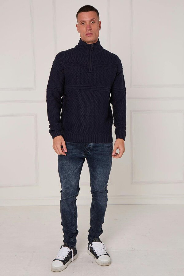 Elaina Fashion Men’s Textured Half Zip Jumper