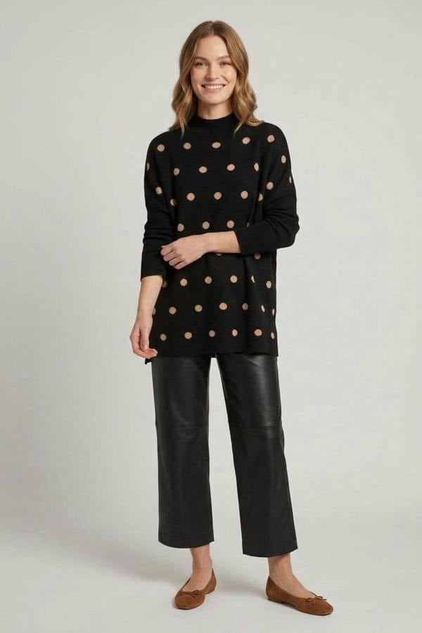 Black | Polka Dot Print Batwing Sleeve Jumper