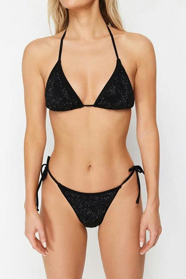 WOVCOR Stone Print Triangle Covered Brazilian Regular Waist Bikini Set