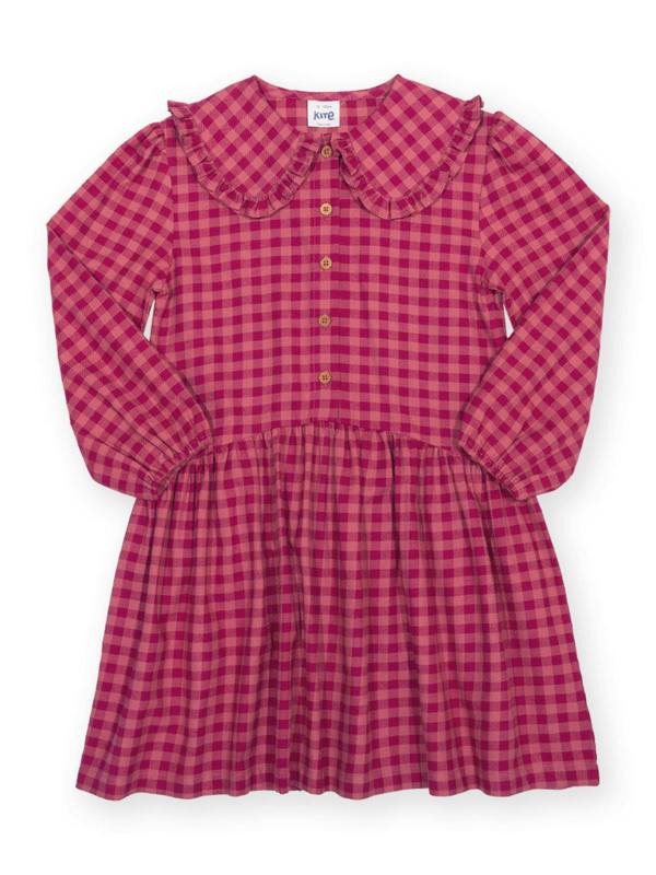Kite Girls Organic Damson Check Dress