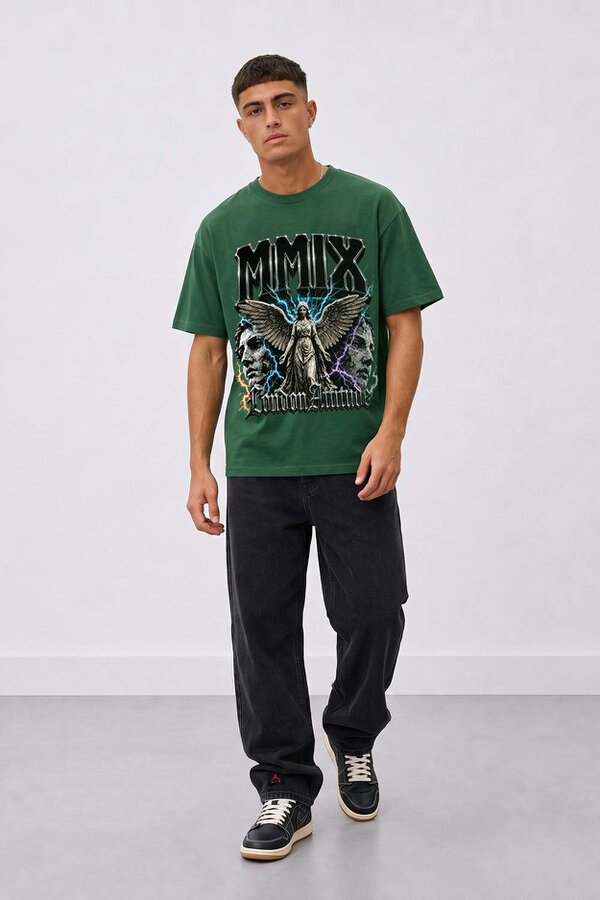 London Attitude Oversized Heavyweight Angel Graphic T-Shirt