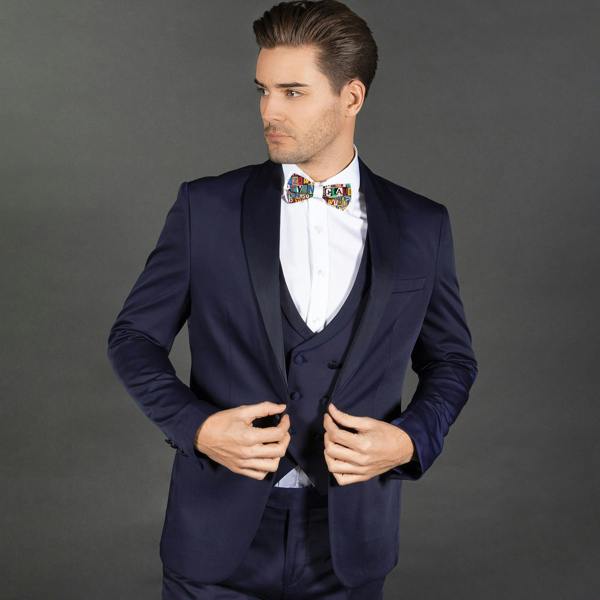 RANSOM TEXT PRINTED TUXEDO SHIRT WITH BOWTIE - Premium Men's Patterned Shirt by Claudio Lugli | Bold Design, Tailored Fit, Best Printed Shirts