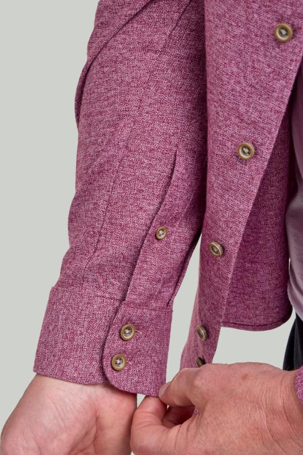 Wine Brushed Cotton Button-Down Collar Casual Shirt