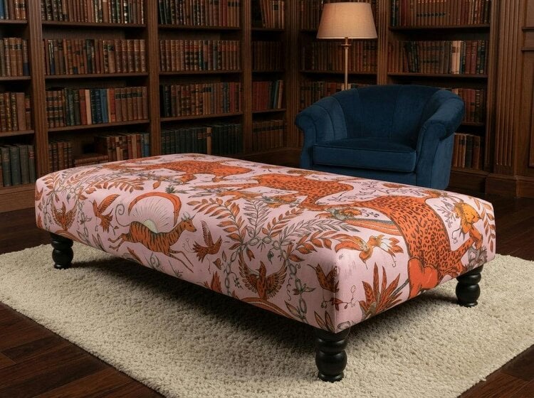 ISTOOLS Printed Fabric Bespoke Footstool – Comfort Meets Style (Non-Storage) - 50 x 30 Inches (127 x 76cm)
