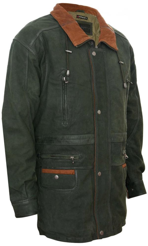 Infinity Leather Mens Nubuck Leather Parka Coat-Winnipeg