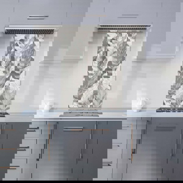 Warren Reed - Designer Grey Floral Leaves Kitchen Splashback
