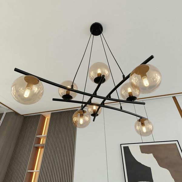 Emibig ESSA Pendant lamp 8 x E14 Black with Amber Shade