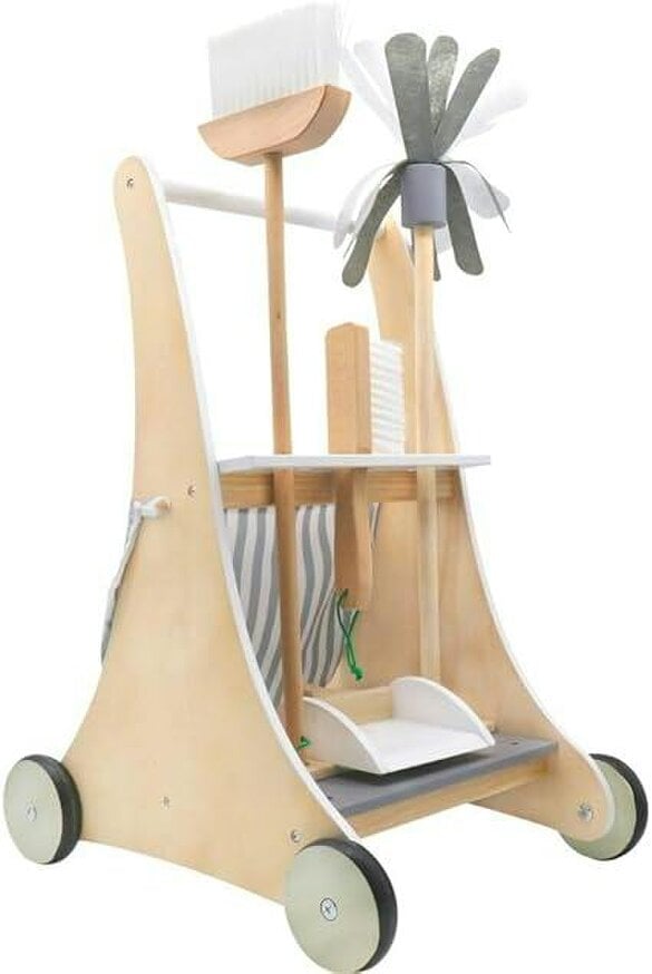 HYGRAD BUILT TO SURVIVE HYGRAD Kids Wooden Cleaning Set Toy Cart Kids Role Play Janitor Cleaning Set Household Pretend Play Childrens Toy Gift Ages 3+